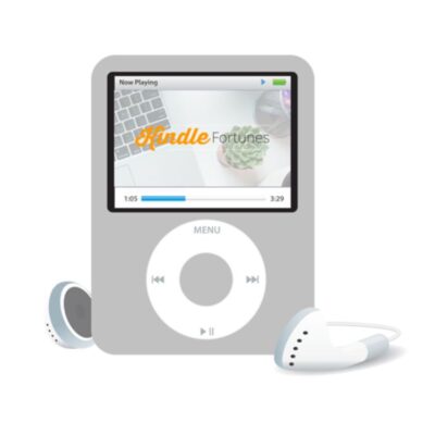 Kindle Fortunes Audio Program - represented as an image of an MP3 player with the Kindle Fortunes cover on the screen.